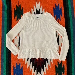 Aerie Knit Sweater w/ Peplum Lace Detail Size L